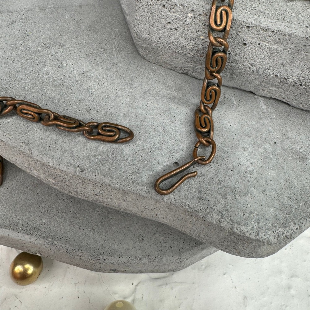 Unique Copper Starburst Pendant Necklace Ornate Chain Statement Jewelry - Picture 5 of 5